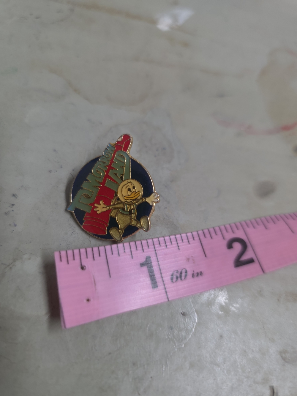 Vintage Donald Duck Disney Red and Blue Rocket Enamel Pin